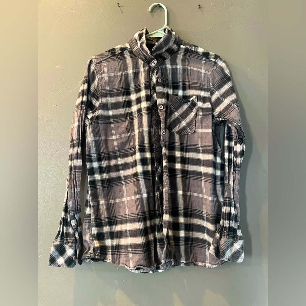 Black and white plaid button down